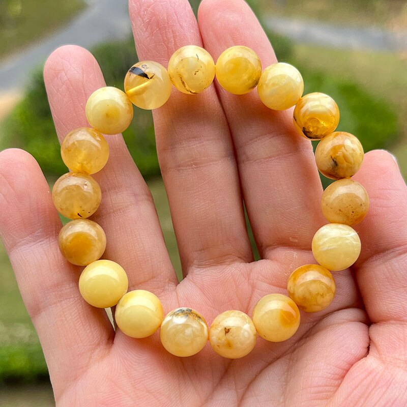 Sterling Silver Natural Amber Bracelet for Unisex