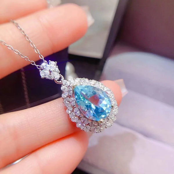 Sterling Silver Topaz Pendant Necklace for Women