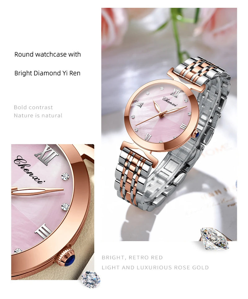 Stainless Steel Rectangular Watch with Quartz Movement for Women