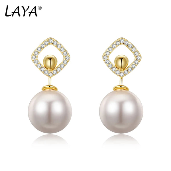 925 Sterling Silver Shell Pearl Drop Earrings for Women