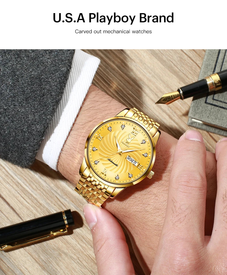 Stainless Steel automatic mechanical wrist watch for men