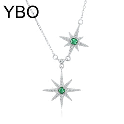 Sterling Silver Emerald Star Pendant Necklace for Women