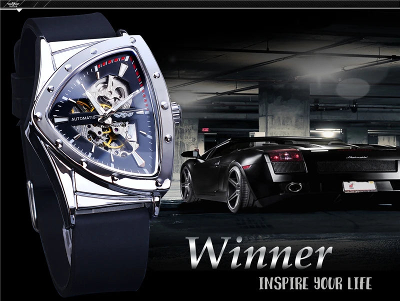 Stainless Steel Transparent Skeleton Wrist Watch for Men