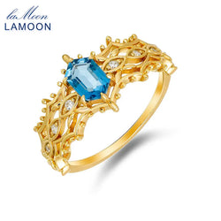 925 Sterling Silver Gold Plated London Blue Topaz Ring for Women