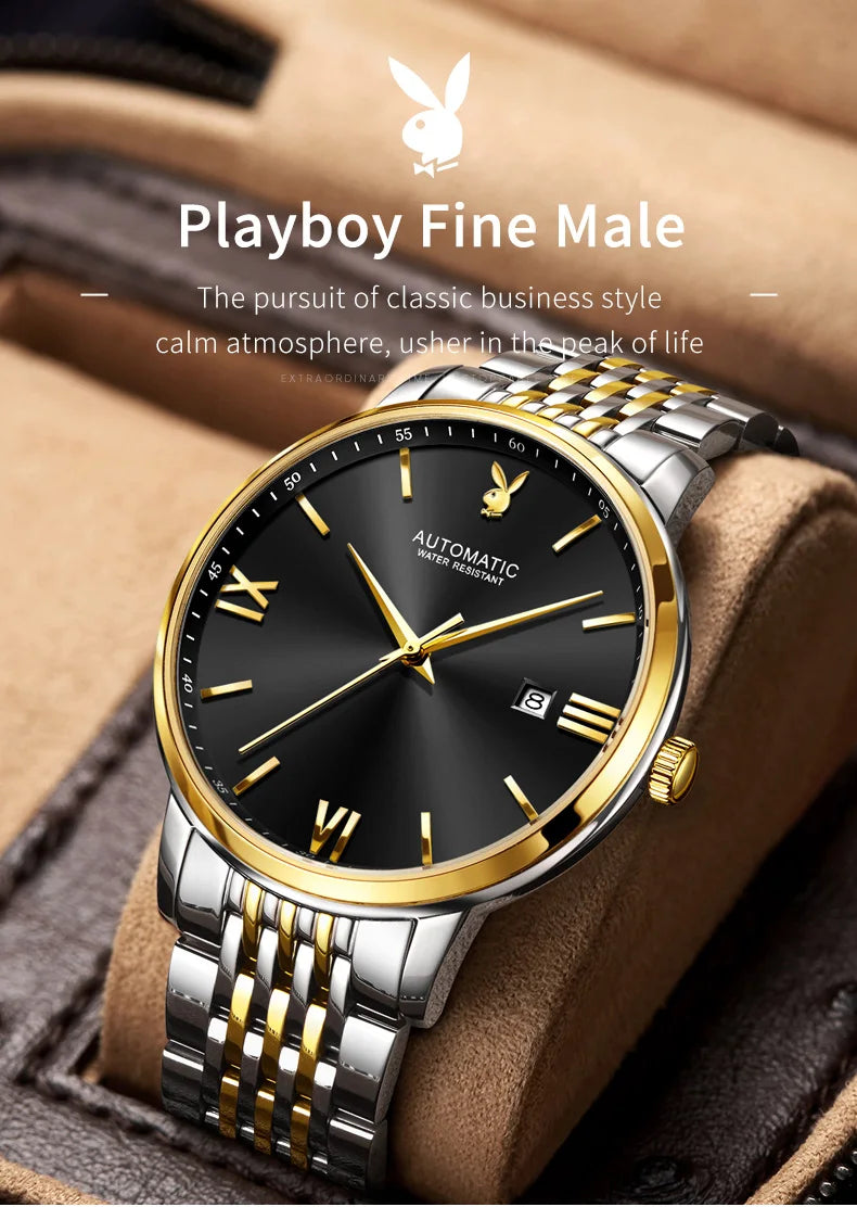 Stainless Steel Automatic Mechanical Mens Wrist Watch for Men