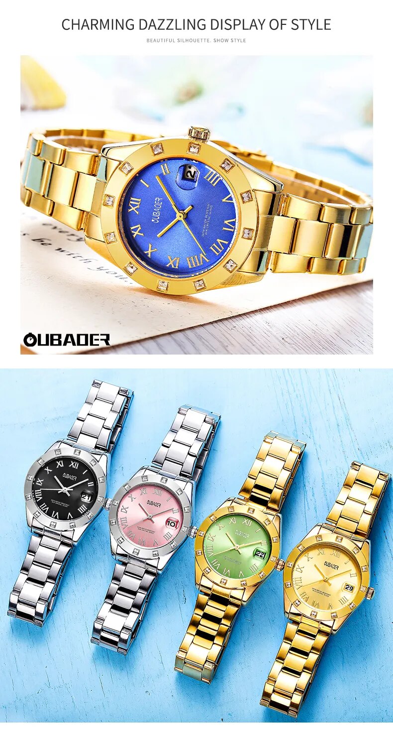 Stainless Steel Quartz Sports Watch for Women