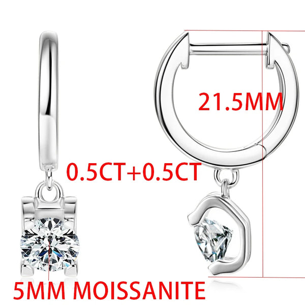 925 Sterling Silver 5mm Moissanite Bull Head Hoop Earrings for Women