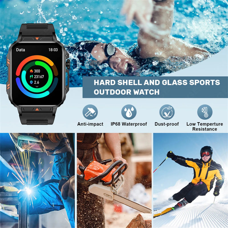 Smartwatch with 1.95 Inch Screen, Health Monitoring, IP68 Waterproof, Suitable for Men and Women