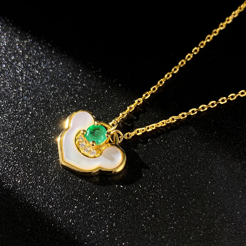 18K Gold Plated Sterling Silver Emerald Pendant Necklace for Women