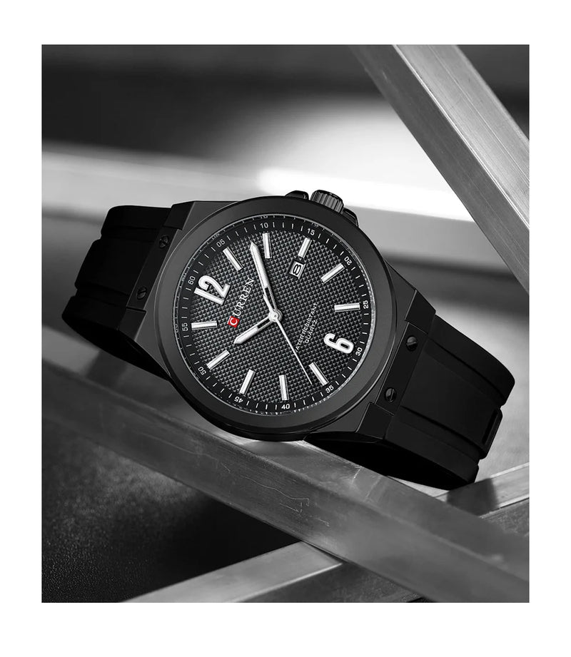 Silver Silicone Sport Wristwatch for Men