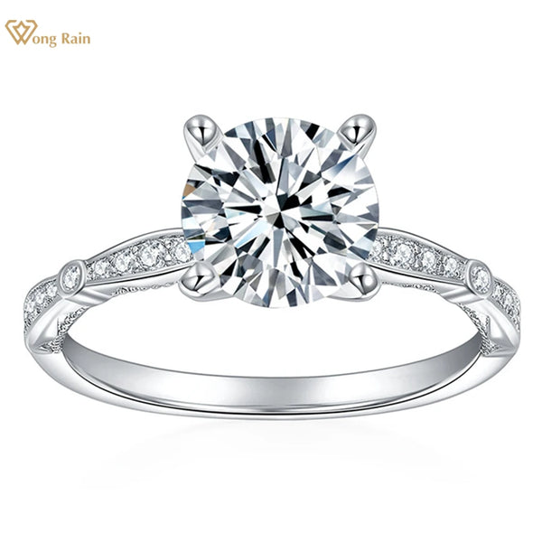 925 Sterling Silver 1.5CT Moissanite Round Cut Engagement Ring for Women