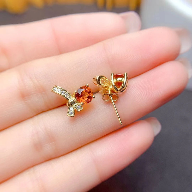 925 Silver Natural Citrine Jewelry Set for Women