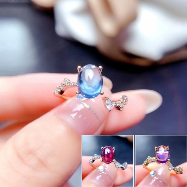 925 Sterling Silver Blue Topaz/Garnet/Amethyst Ring for Women