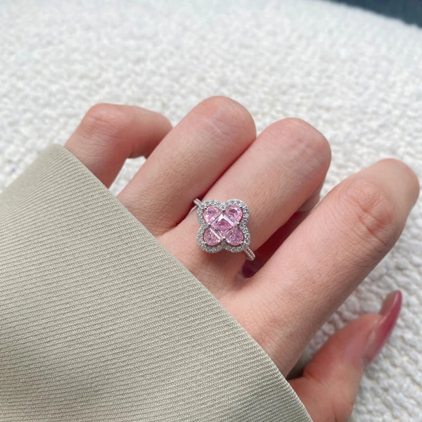 Sterling Silver Pink Sapphire Gemstone Ring for Women