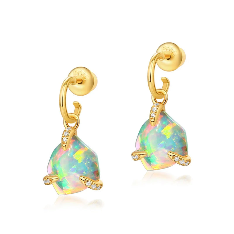 925 Sterling Silver Opal Dangle Earrings for Women