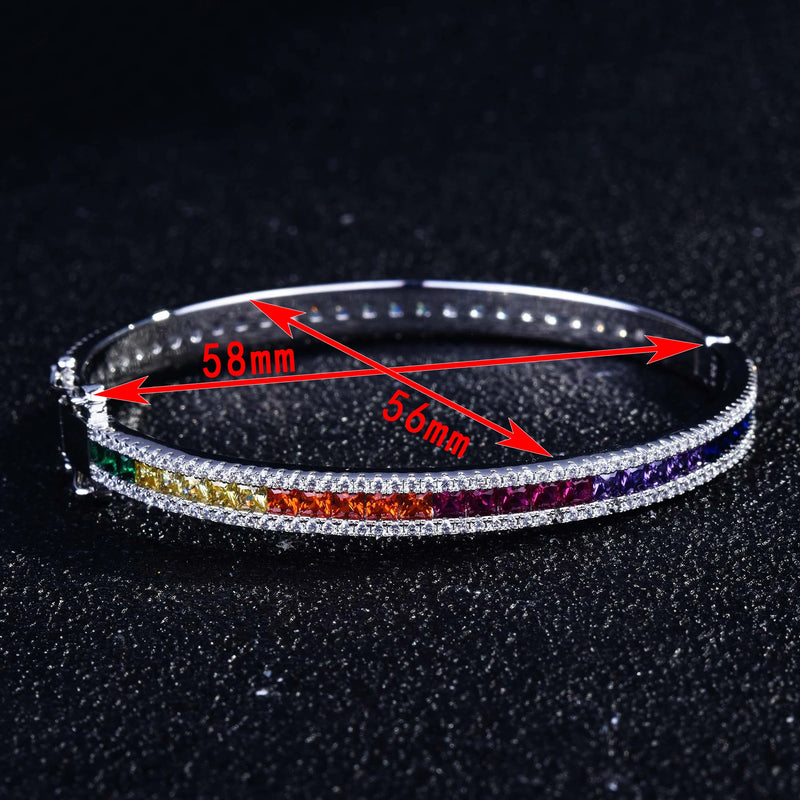 Platinum Plating Rainbow Zircon Square Bangle for Women