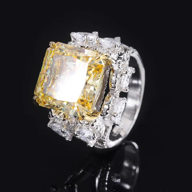 Sterling Silver 2.60 carats Diamond Square Full Ring Set for Women