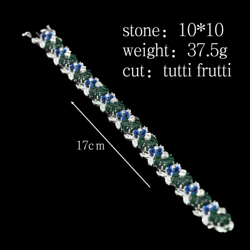 Sterling Silver Lab Sapphire High Carbon Diamonds Gemstone Bracelet