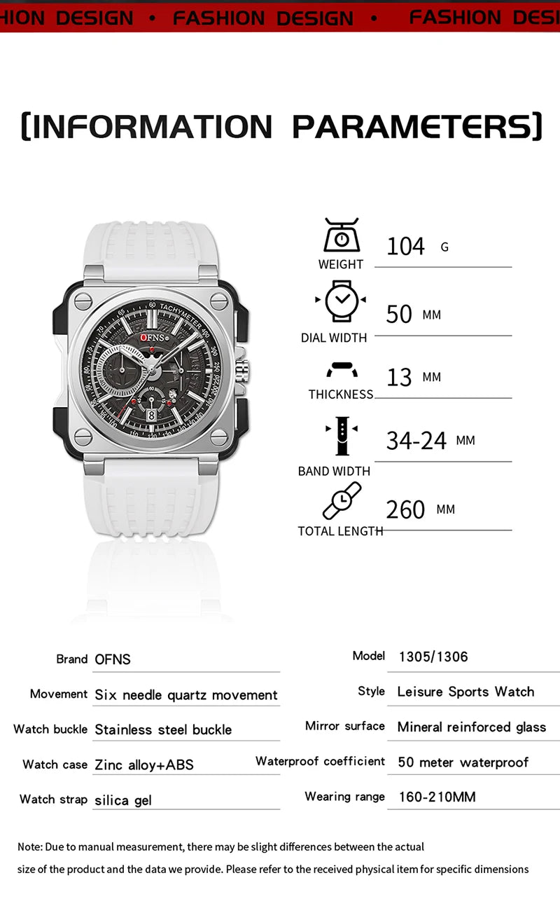 Stainless Steel Quartz Chronograph Watch with Luminous Silicone Strap for Men