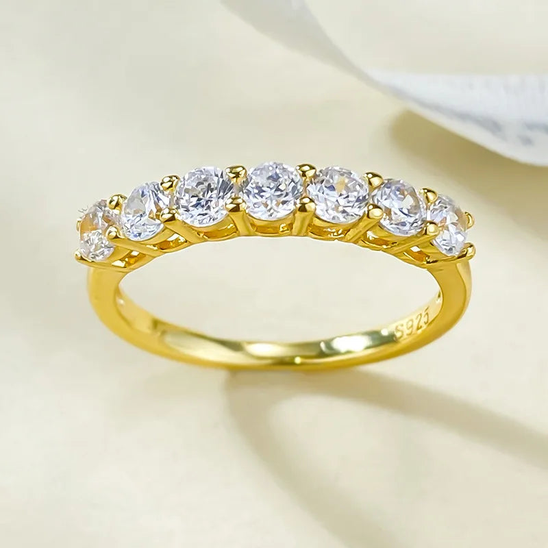 18k Yellow Gold & Sterling Silver Half Eternity Ring for Women