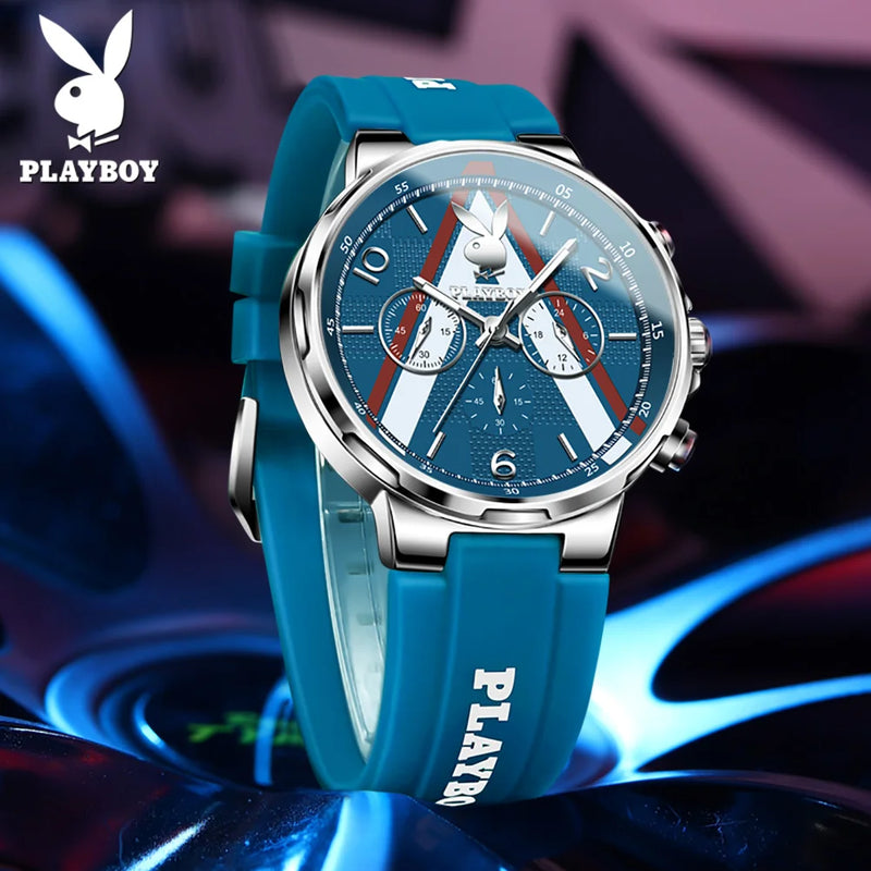 Silver Silicone Multifunction Quartz Watch for Men