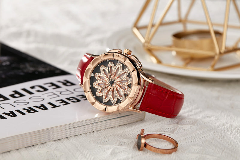 Rose Gold Rhinestone Ladies Watch