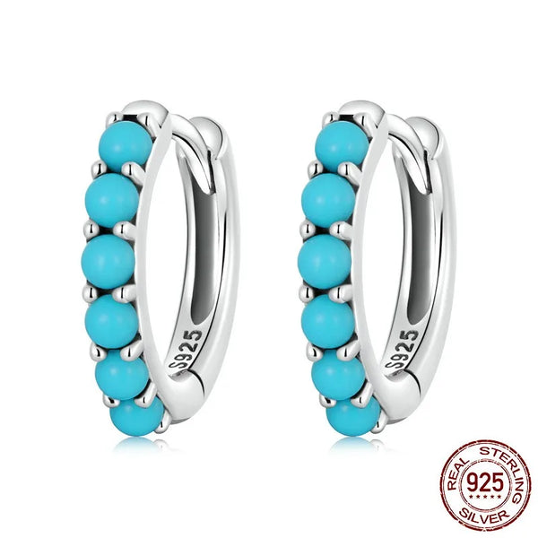 Silver Turquoise Clip Earrings for Women