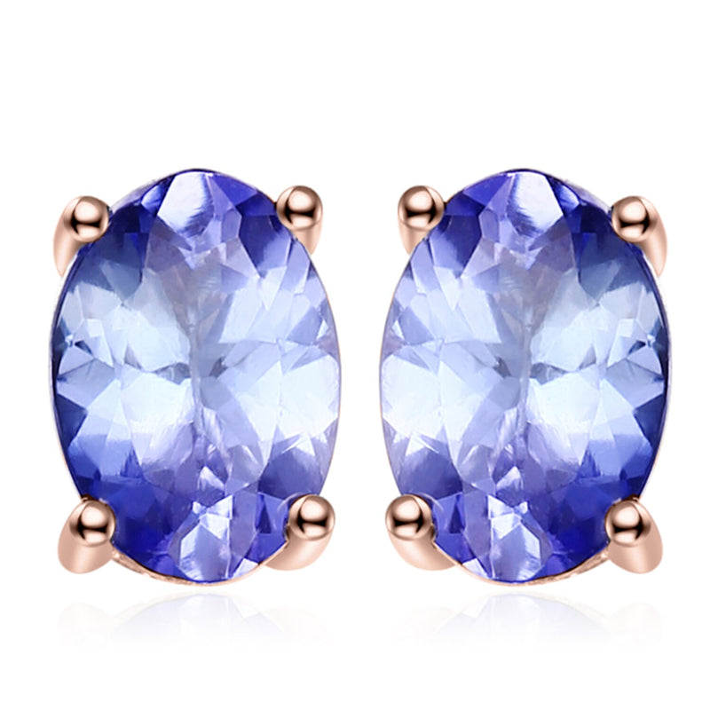 925 Sterling Silver 1ct Oval Tanzanite Stud Earrings for Women