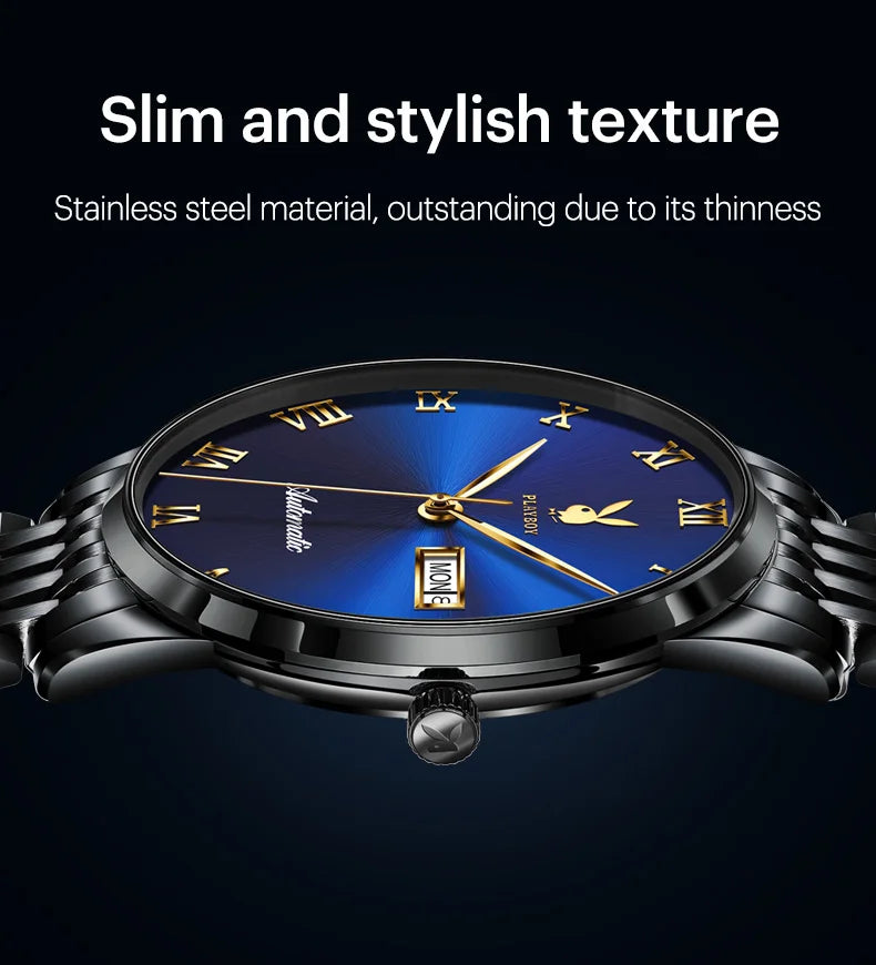 Stainless Steel Automatic Mechanical Watch for Men