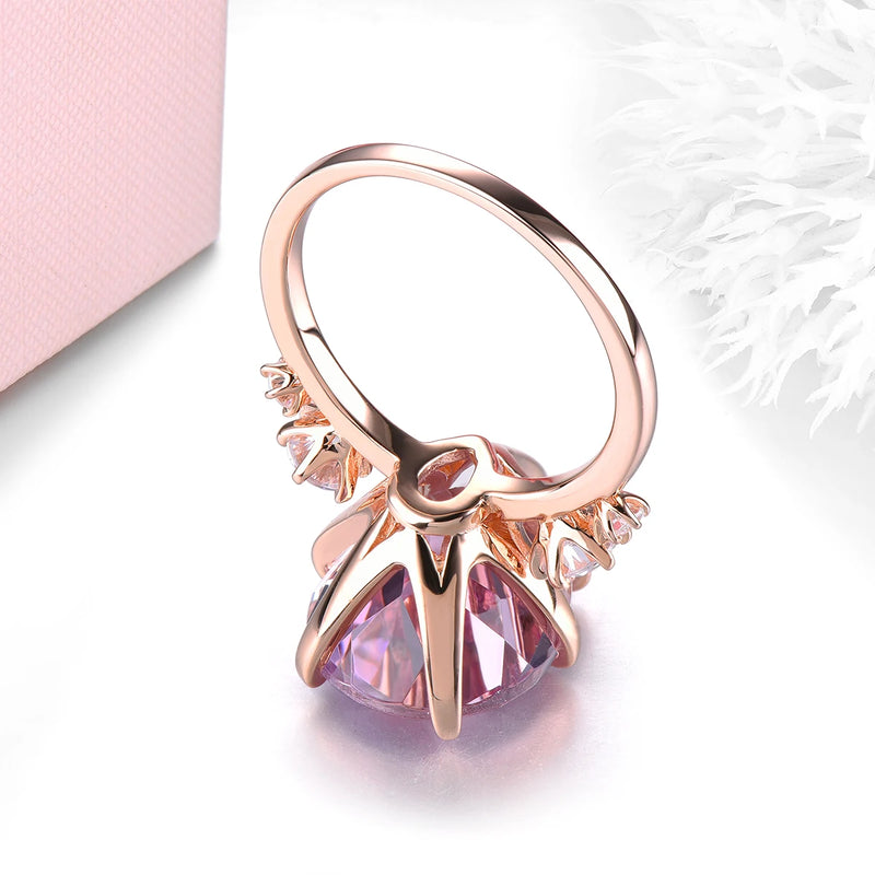 Silver Rose Gold Plated Pink Amethyst 8 Carat Pendant for Women