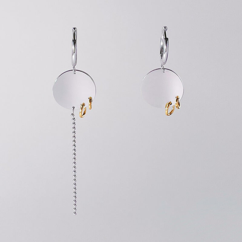ENFASHION Simple Stainless Steel Colorblock Drop Earrings Irregular Length Design Mujer Earring Fashion Jewelry Party E221353