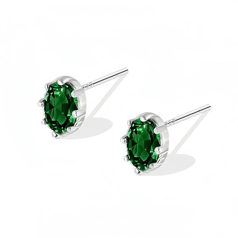 Sterling Silver 2.00 ctw Emerald Stud Earrings for Women