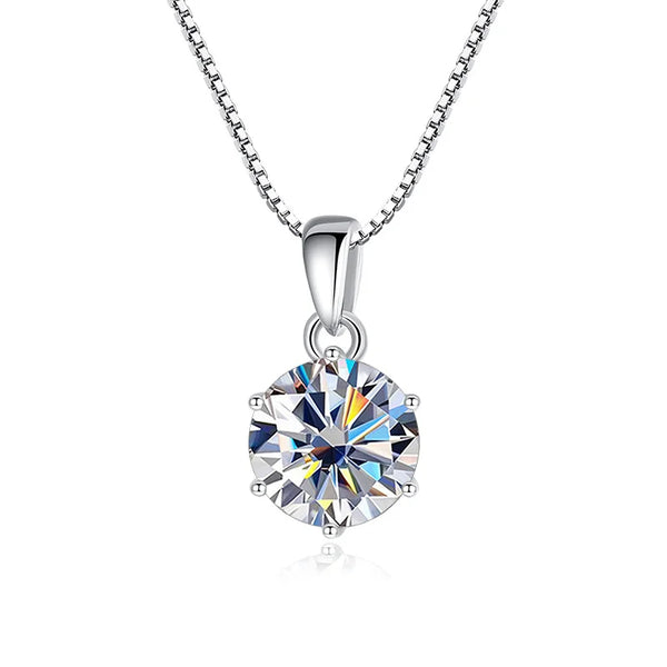 925 Sterling Silver Real Moissanite 1 CT Pendant Necklace for Women