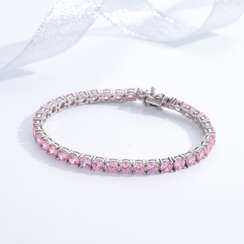 Sterling Silver Lab Pink Sapphire Tennis Bracelet