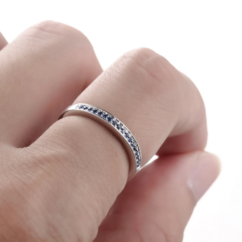 10K White Gold Sapphire Half Eternity Band for Women