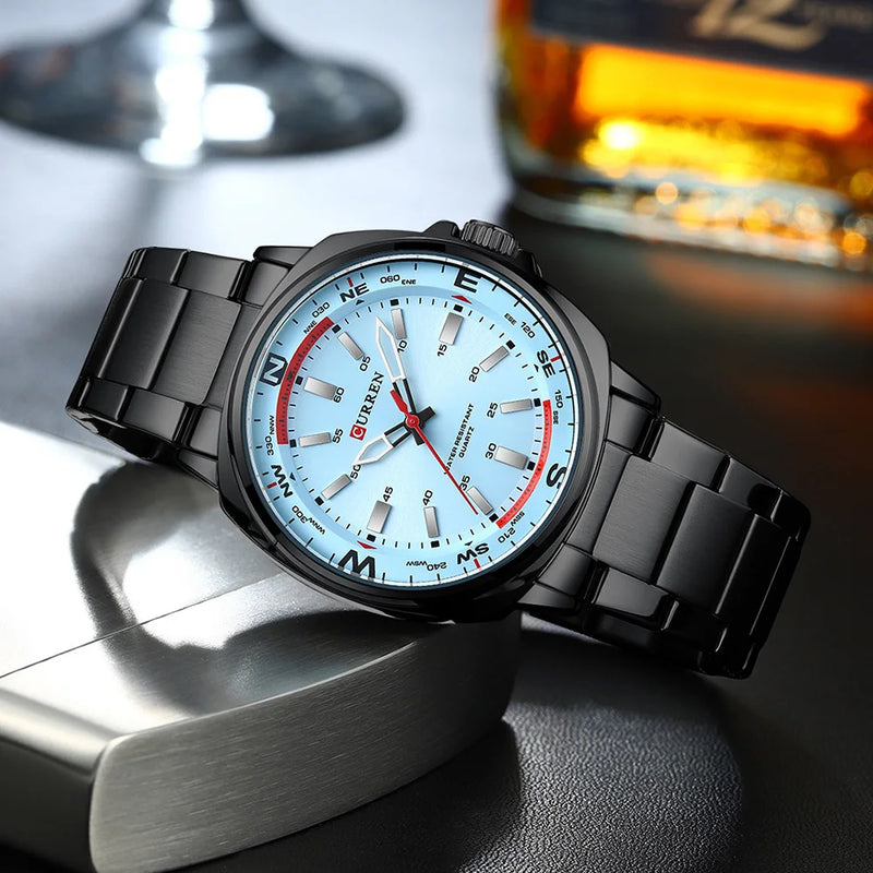 Stainless Steel Quartz Round Watch for Men