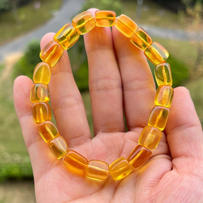 Sterling Silver Natural Amber Bracelet for Unisex