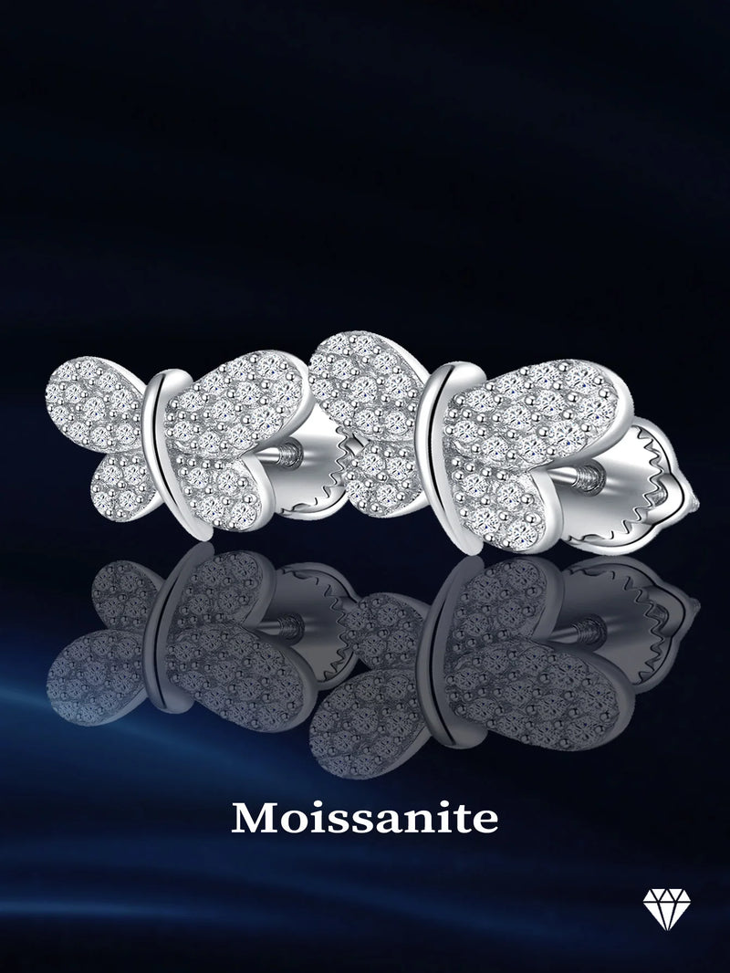 Sterling Silver Butterfly Moissanite Earrings for Women