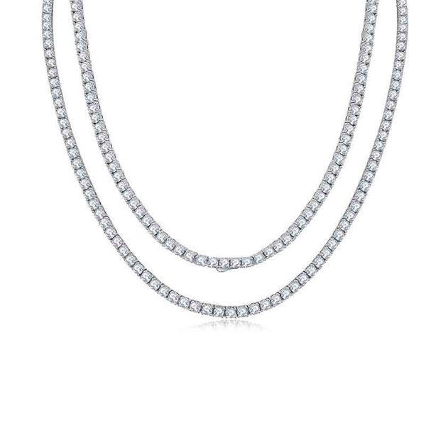Wong Rain 925 Sterling Silver VVS1 D Color Real Moissanite Diamonds Gemstone Sparkling 3-6.5MM Tennis Chain Necklace Jewelry GRA