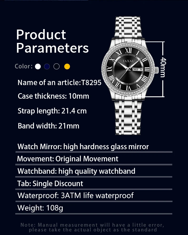 Stainless Steel Quartz Waterproof Watch for Men