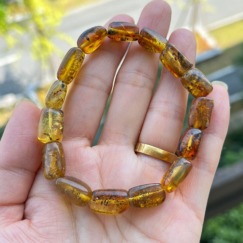 Sterling Silver Natural Amber Bracelet for Unisex