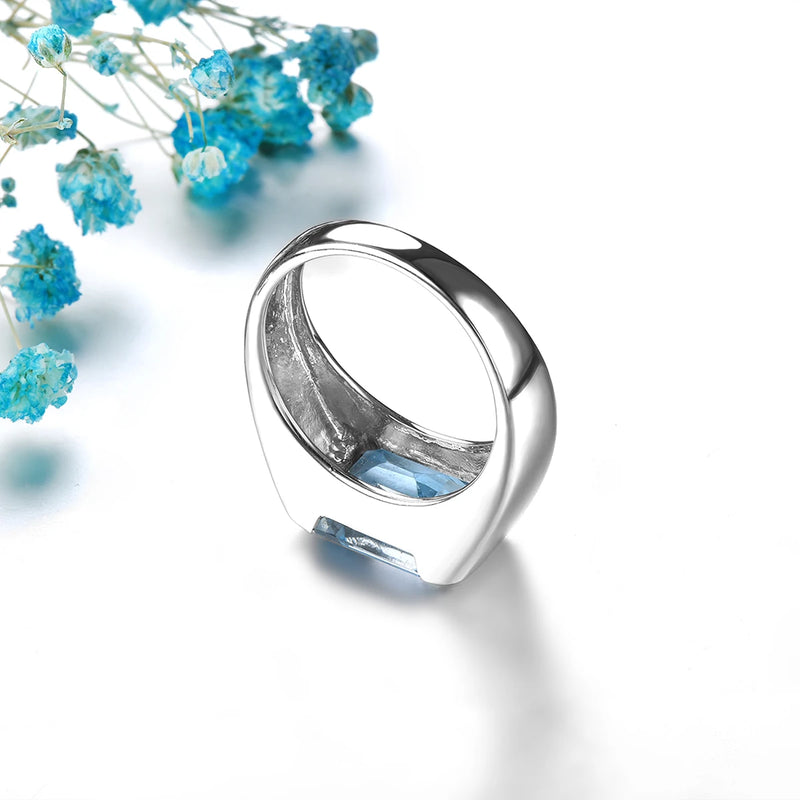 Sterling Silver Sky Blue Topaz Ring 5.8ctw Unisex