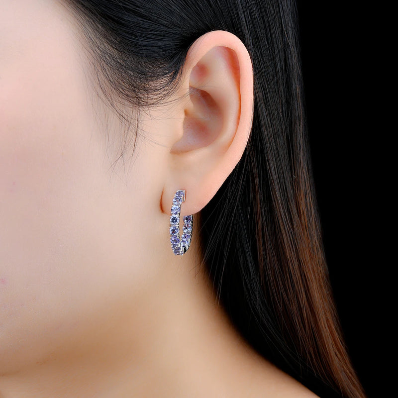 Sterling Silver 4.3 ctw Tanzanite Clip Earrings for Women