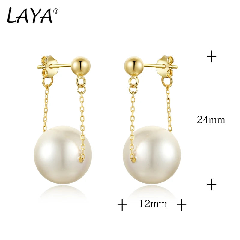 Sterling Silver Shell Pearl Drop Earrings for Women