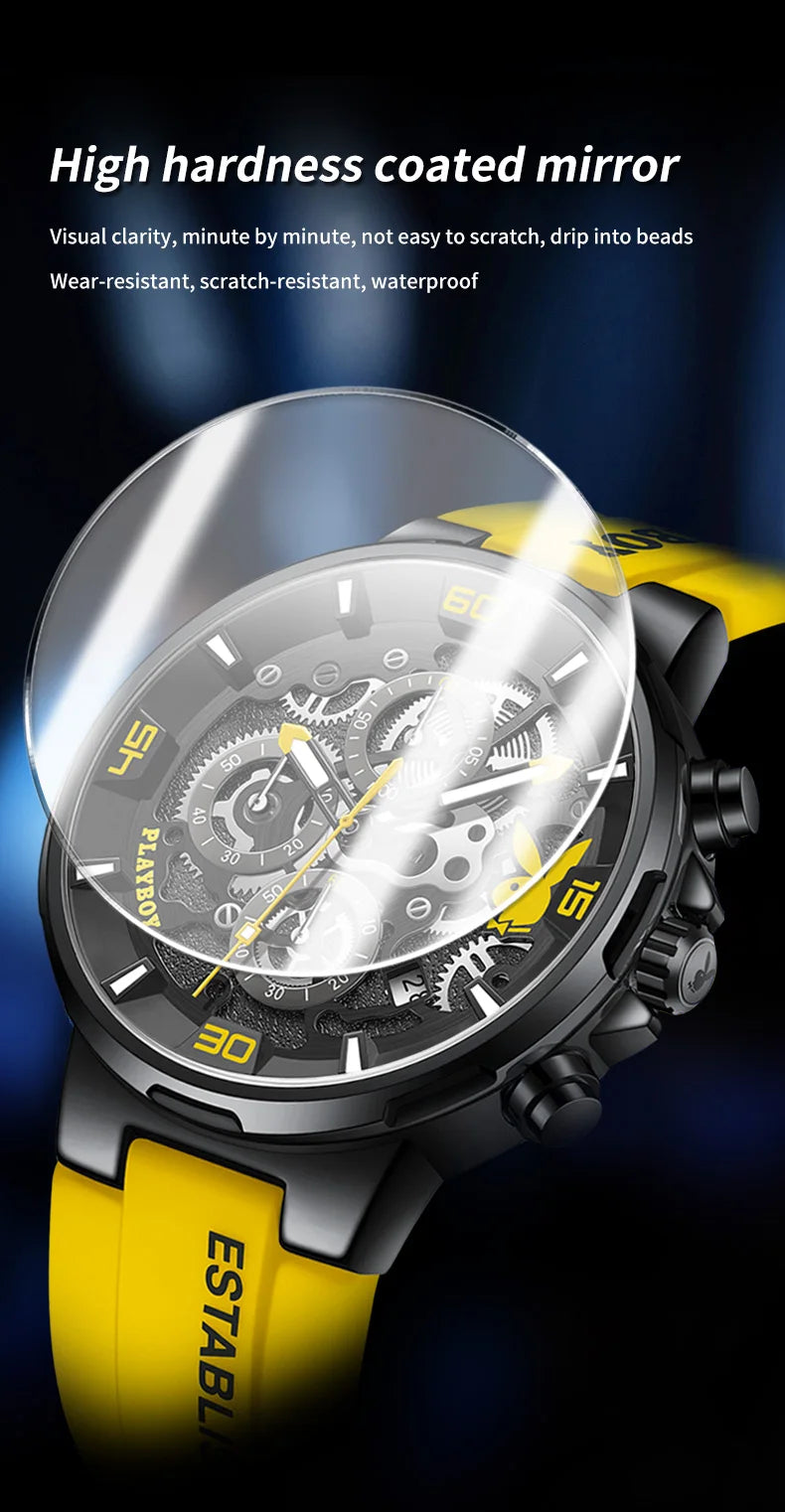 Stainless Steel Silicone Luxury Waterproof Luminous Watch for Men