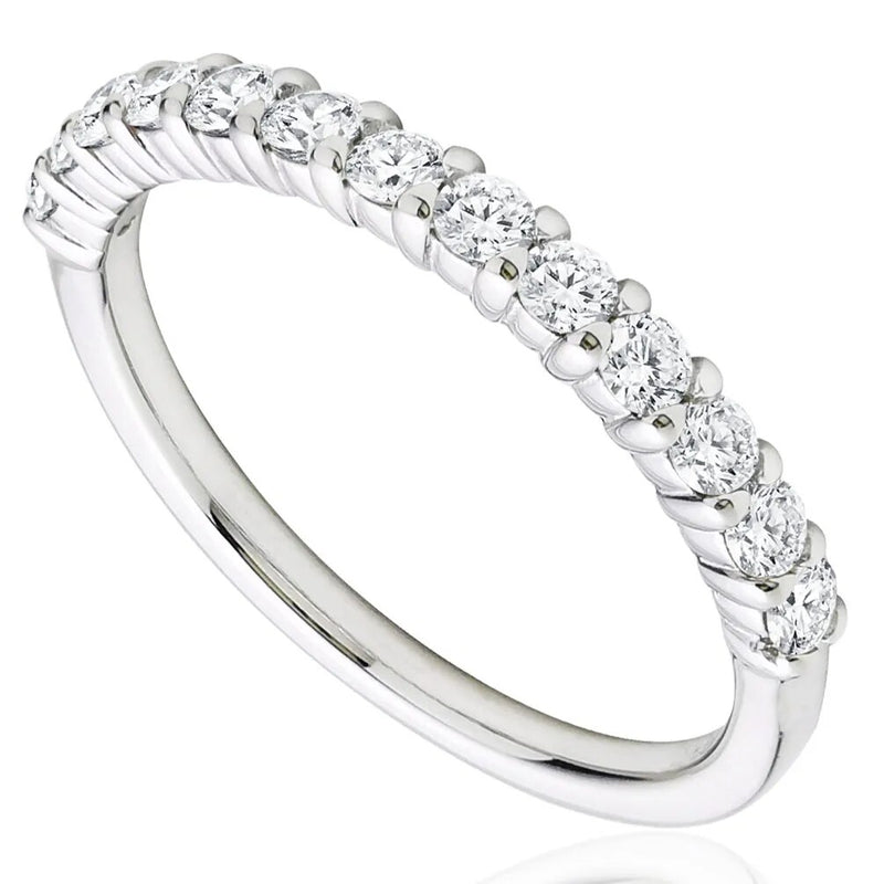 925 Sterling Silver Half Moissanite Eternity Round Cut Wedding Band for Women