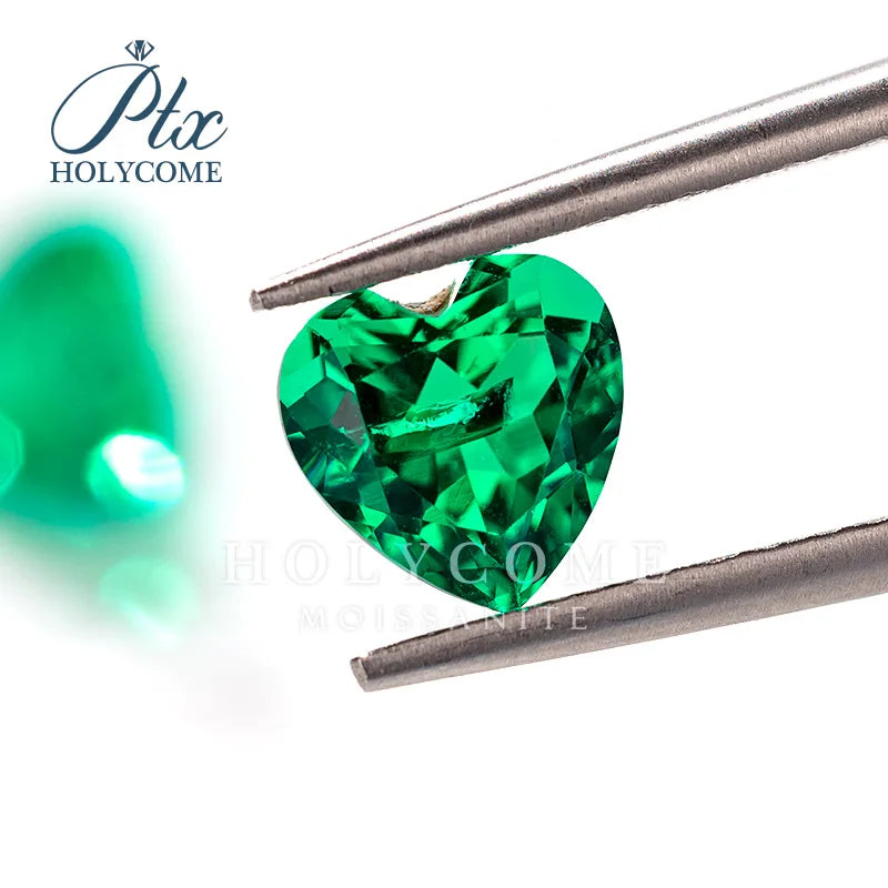 Green Emerald Cut Heart Cut Lab Grown Gemstone (3x3-12x12mm)