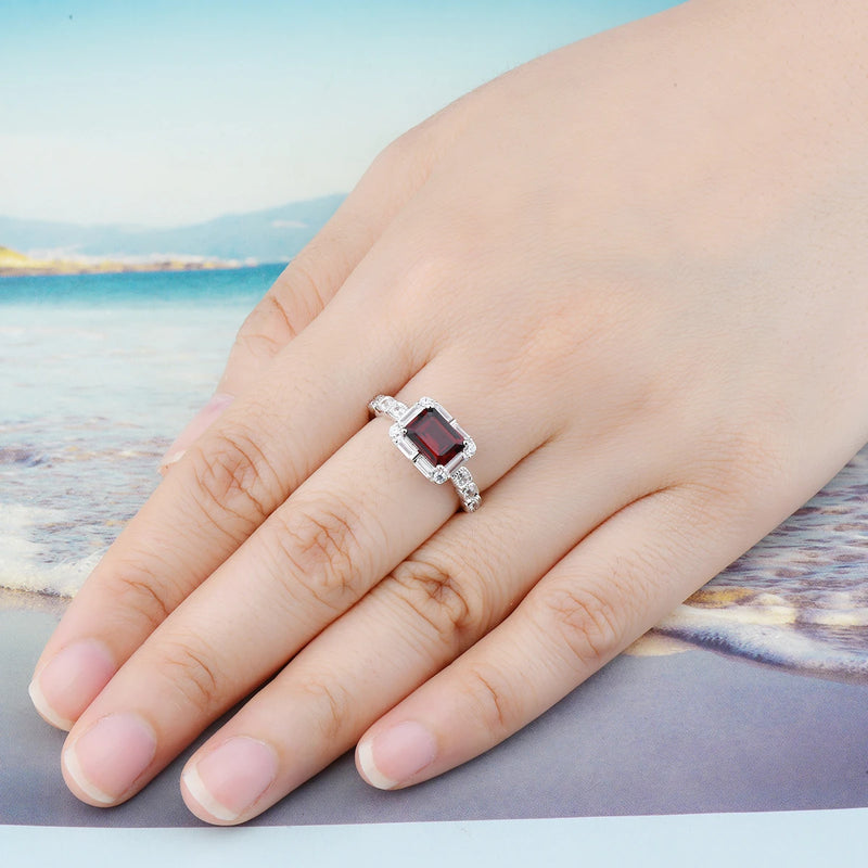 Sterling Silver Red Garnet Ring 1.80 ct. for Women