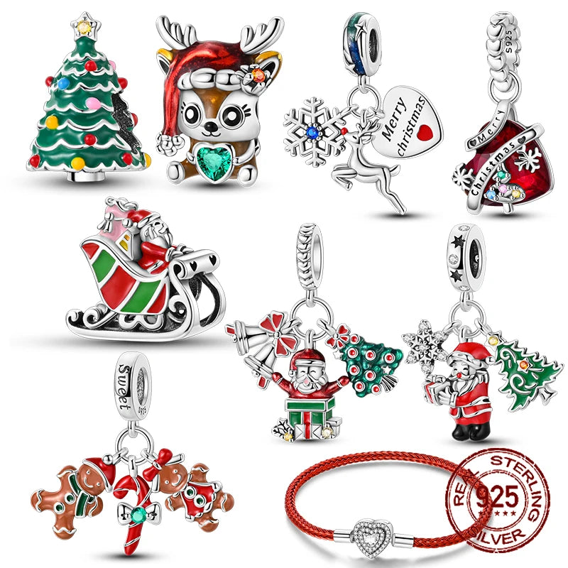 Sterling Silver Snowman Beads Christmas Bell Charms for Women