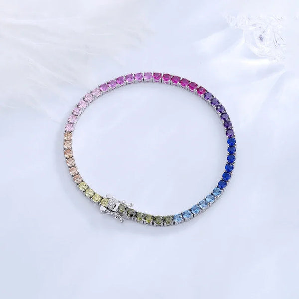 925 Sterling Silver Colorful Zircon Tennis Bracelet for women